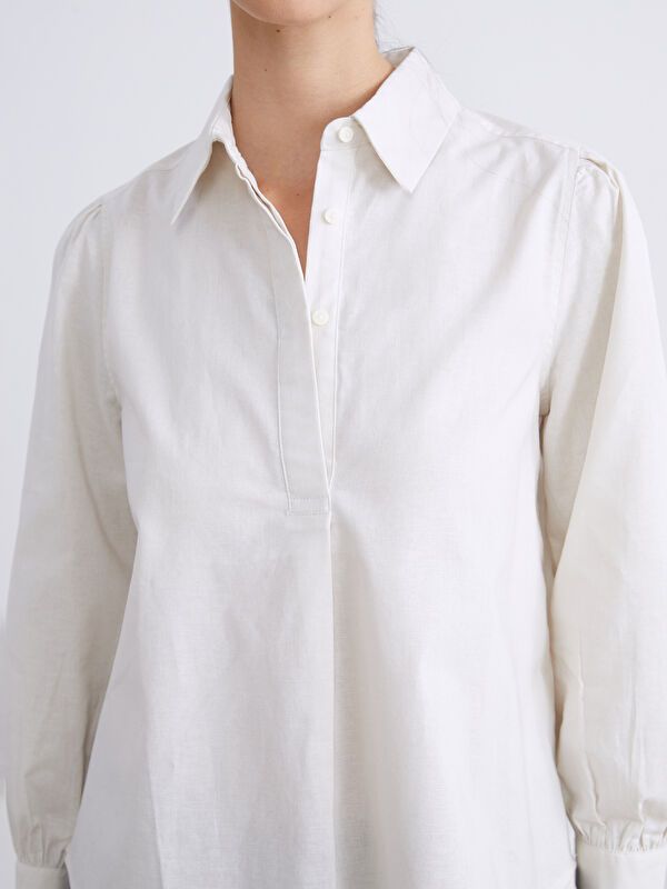 Moudda LC Waikiki - Blouse tissée manches longues Femme Ecru - Tunisie 3