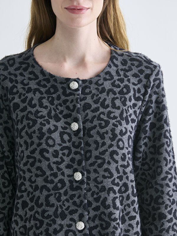 Moudda LC Waikiki - Cardigan jersey Femme Jacquard noir - Tunisie 3