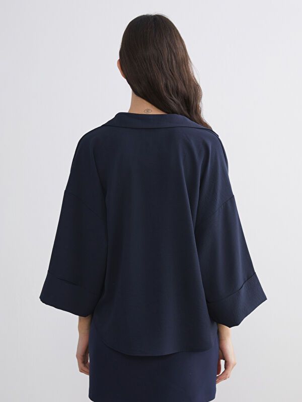 Moudda LC Waikiki - Chemise tissée manches longues Femme Marine - Tunisie 4