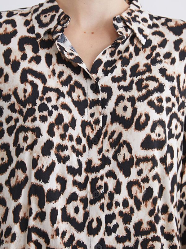 Moudda LC Waikiki - Chemise tissée imprimée manches longues Femme Imprimé marron - Tunisie 3