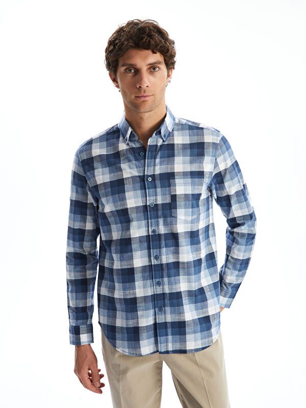 Moudda LC Waikiki - Chemise à carreaux manches longues en tissu pour Homme - Tunisie 1