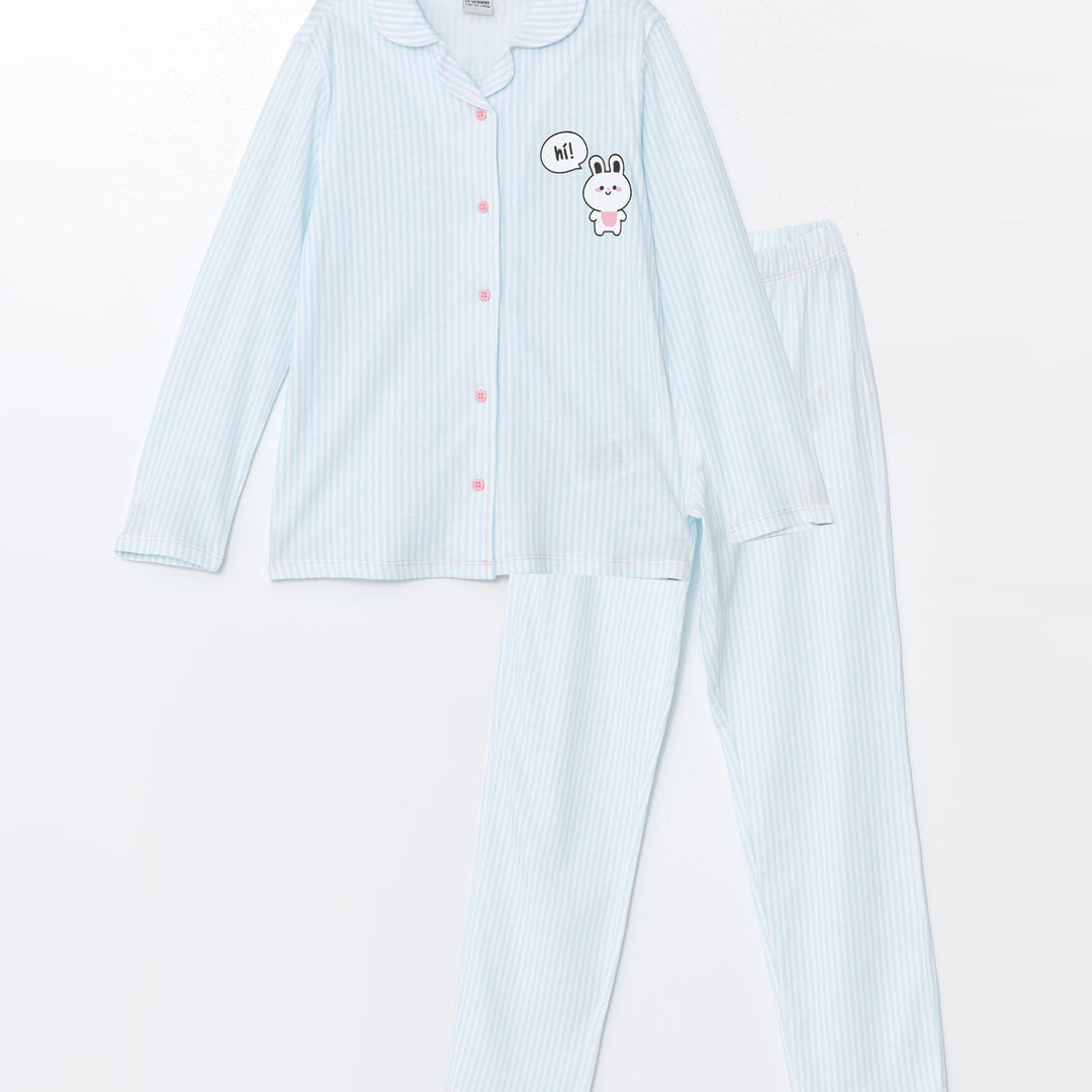 Moudda LC Waikiki - Pyjama en jersey manches longues moyen Fille Imprimé en blanc - Tunisie 1