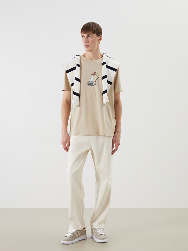 Moudda LC Waikiki - T-shirt imprimé en jersey manches courtes Homme Beige - Tunisie 2