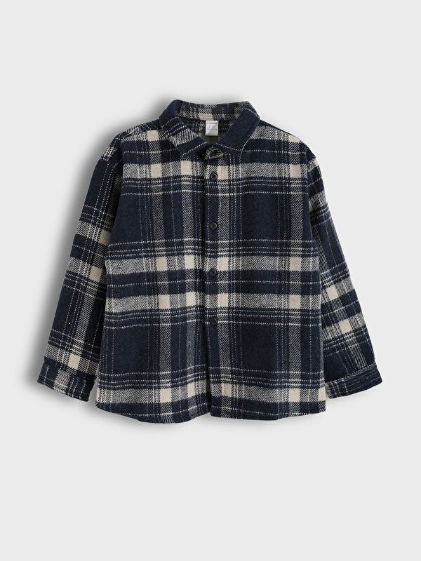 Moudda LC Waikiki - Chemise tissée manches longues Garçon Carreaux bleu marine foncé - Tunisie 1