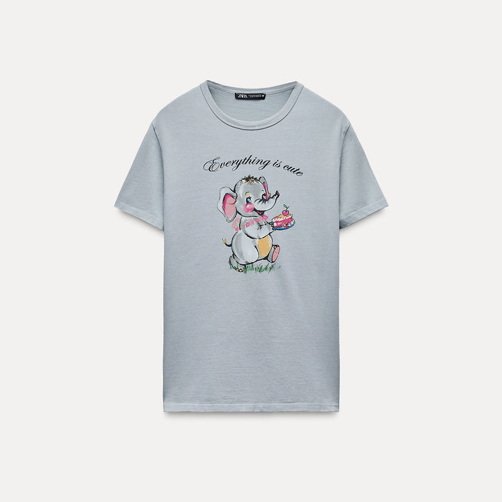 Moudda ZARA - T-shirt Délavé Imprimé Éléphant Asie - Tunisie 2