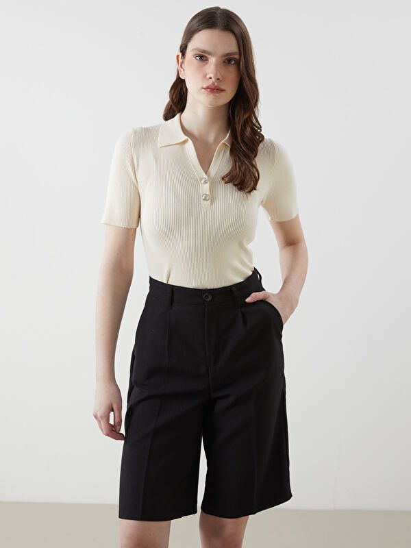 Moudda LC Waikiki - Pull tricot manches courtes Femme Ecru - Tunisie 1