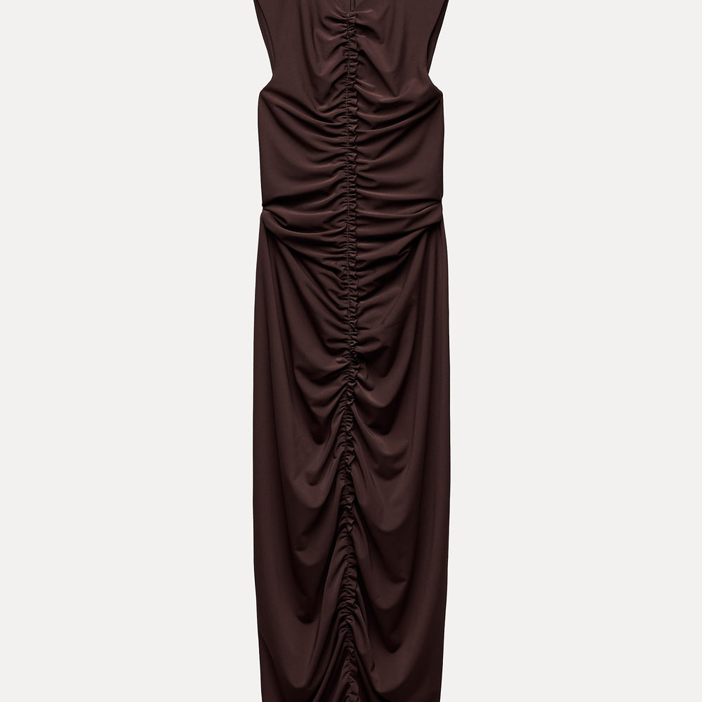 Moudda ZARA - Robe mi-longue maille manches courtes col rond détail volant central - Tunisie 2