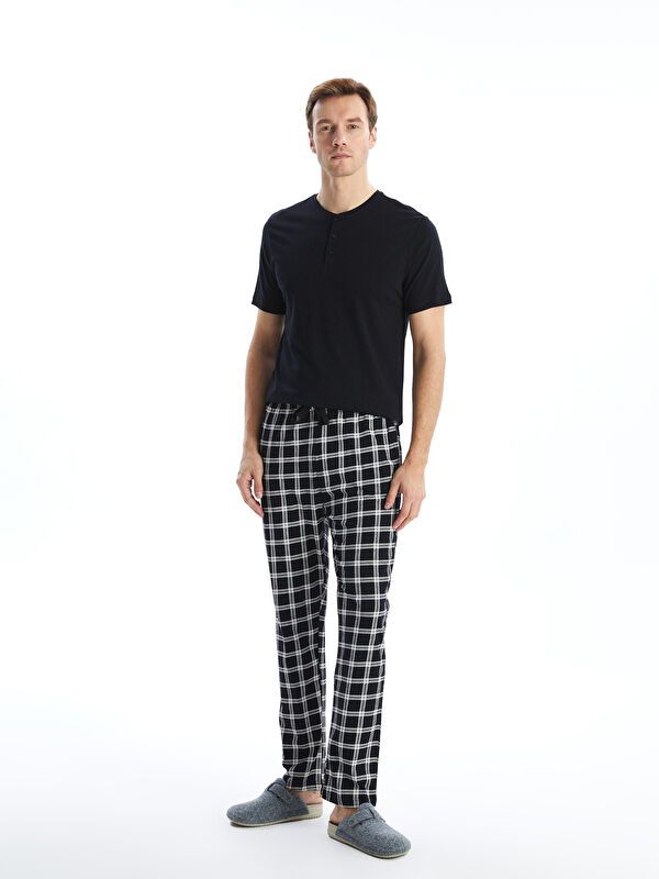 Moudda LC Waikiki - Ensemble pyjama en jersey à manches courtes et bas longs pour Hommes - Tunisie 1