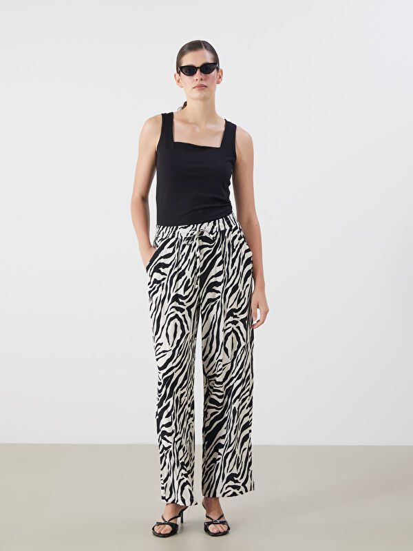 Moudda LC Waikiki - Pantalon tissé fin Femme Imprimé en noir - Tunisie 1