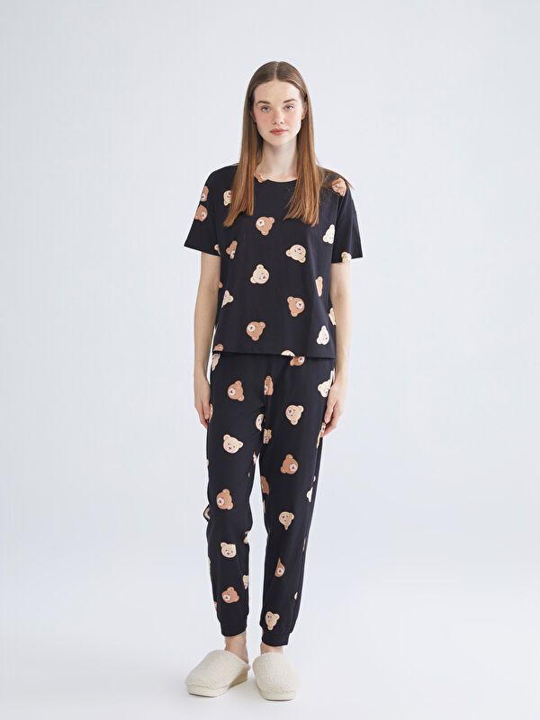 Moudda LC Waikiki - Pyjama manches courtes Femme Imprimé en noir - Tunisie 1