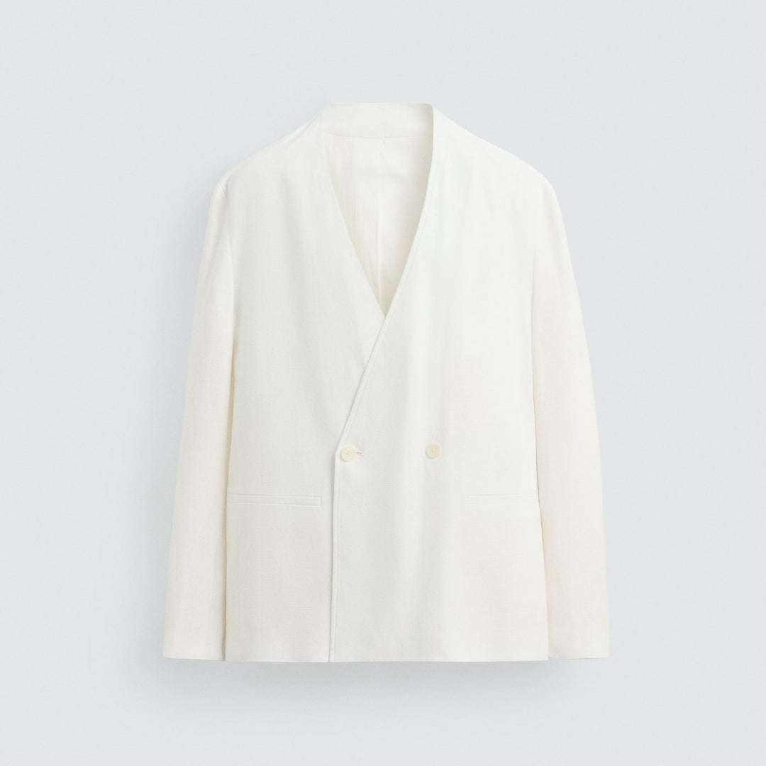 Moudda ZARA - Blazer Lin - Sans Revers & Blanc - Tunisie 1