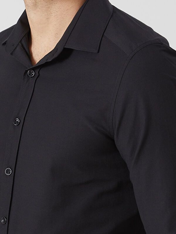 Moudda LC Waikiki - Chemise tissée manches longues basique Homme Noir - Tunisie 3