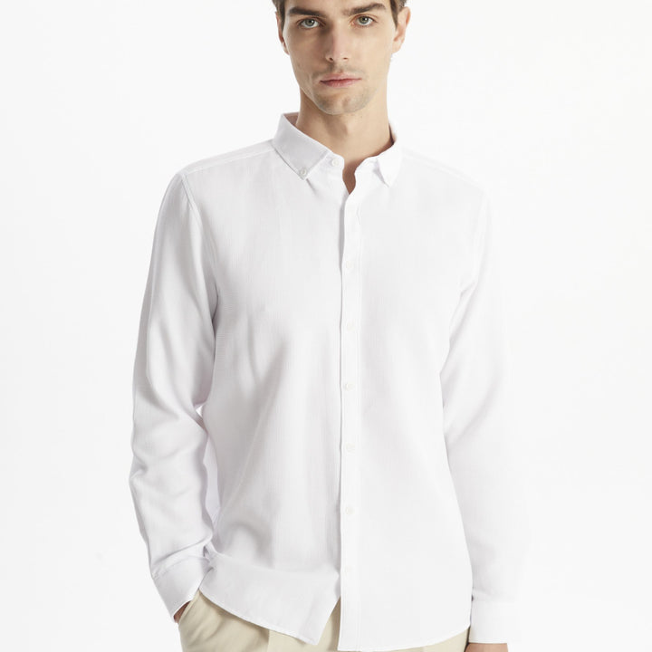 Moudda LC Waikiki - Chemise tissée manches longues Homme Buxe blanc - Tunisie 1