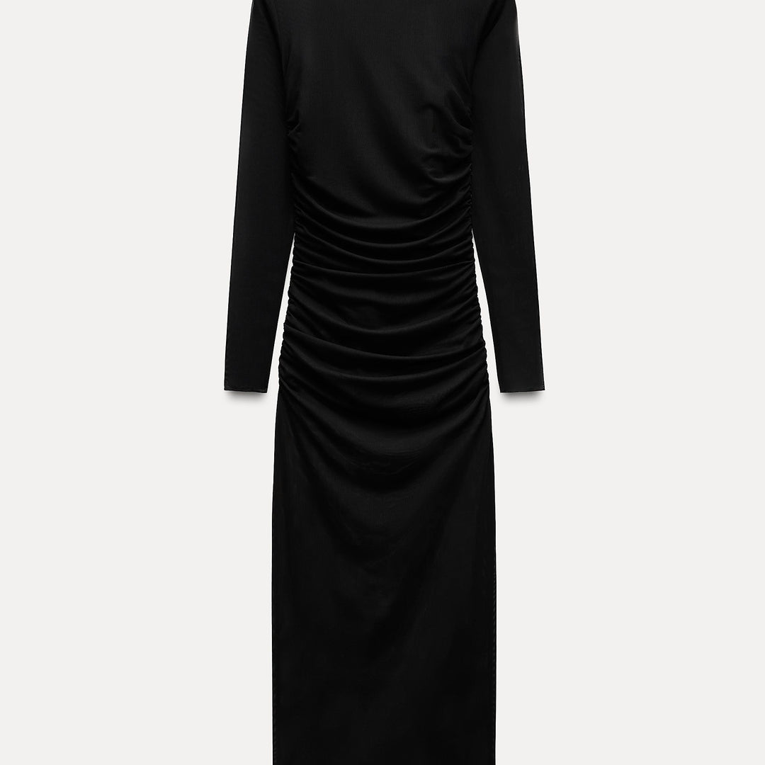 Moudda ZARA - Robe Midi Froncée en Crêpe Fluide - Tunisie 1