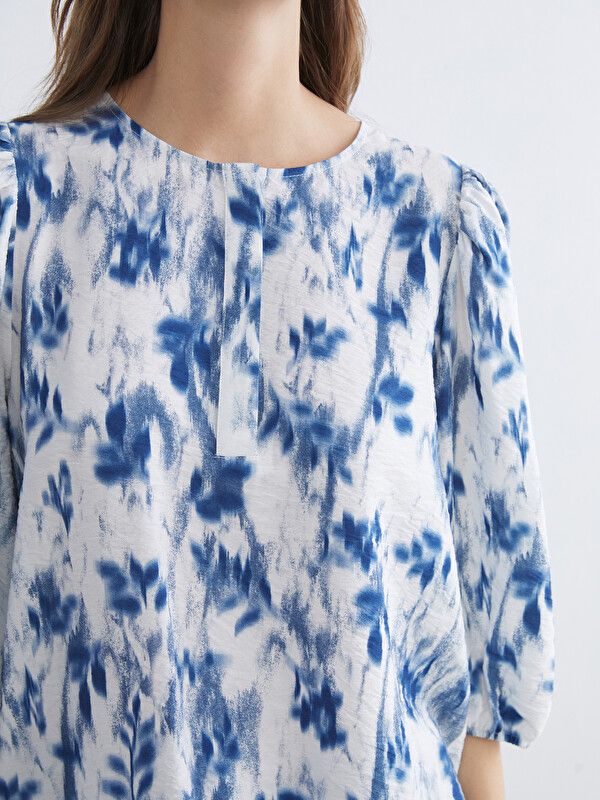 Moudda LC Waikiki - Chemisier (blouse) imprimé manches longues en tissu pour Femme couleur Bleu imprimé - Tunisie 3