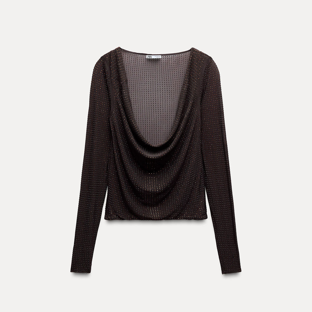 Moudda ZARA - Haut manches longues drapé en tul, strass - Tunisie 2