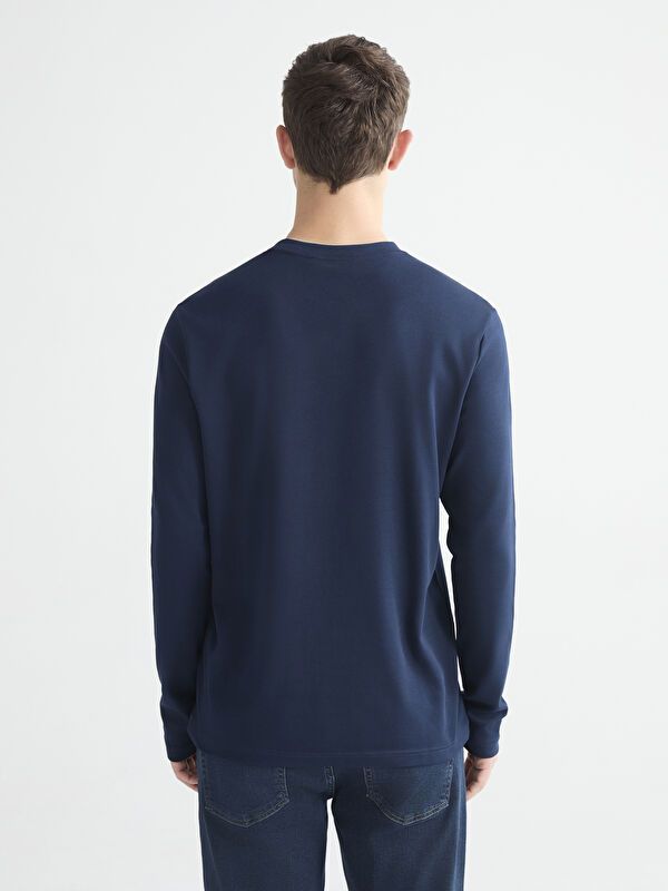 Moudda LC Waikiki - Sweatshirt imprimé basique couleur Nouveau Bleu marine pour hommes - Tunisie 4