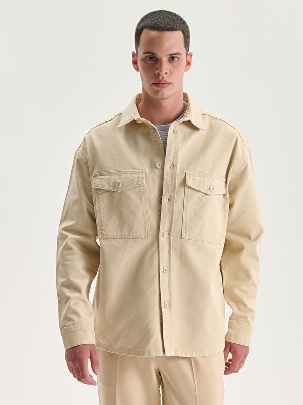 Moudda LC Waikiki - Veste-chemise tissée Homme Beige - Tunisie 1