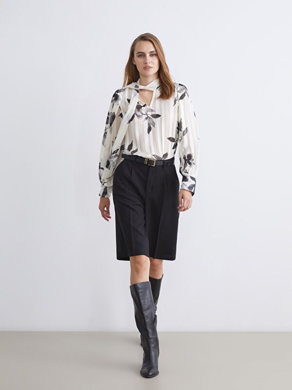 Moudda LC Waikiki - Blouse tissée imprimée manches longues Femme Imprimé écru - Tunisie 2