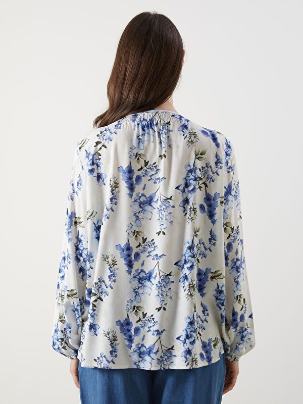 Moudda LC Waikiki - Blouse tissée imprimée manches longues Femme Imprimé écru - Tunisie 4