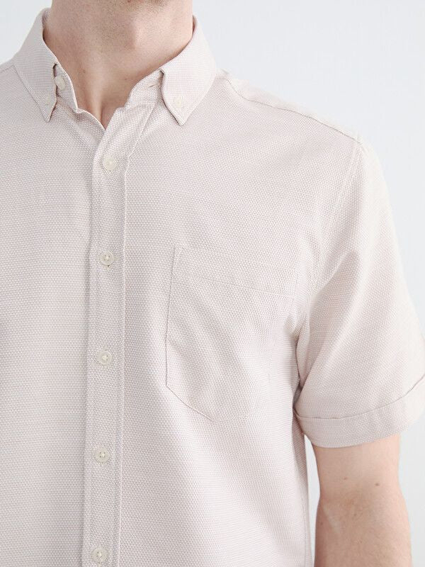 Moudda LC Waikiki - Chemise manches courtes en tissu pour Homme couleur Beige foncé - Tunisie 3