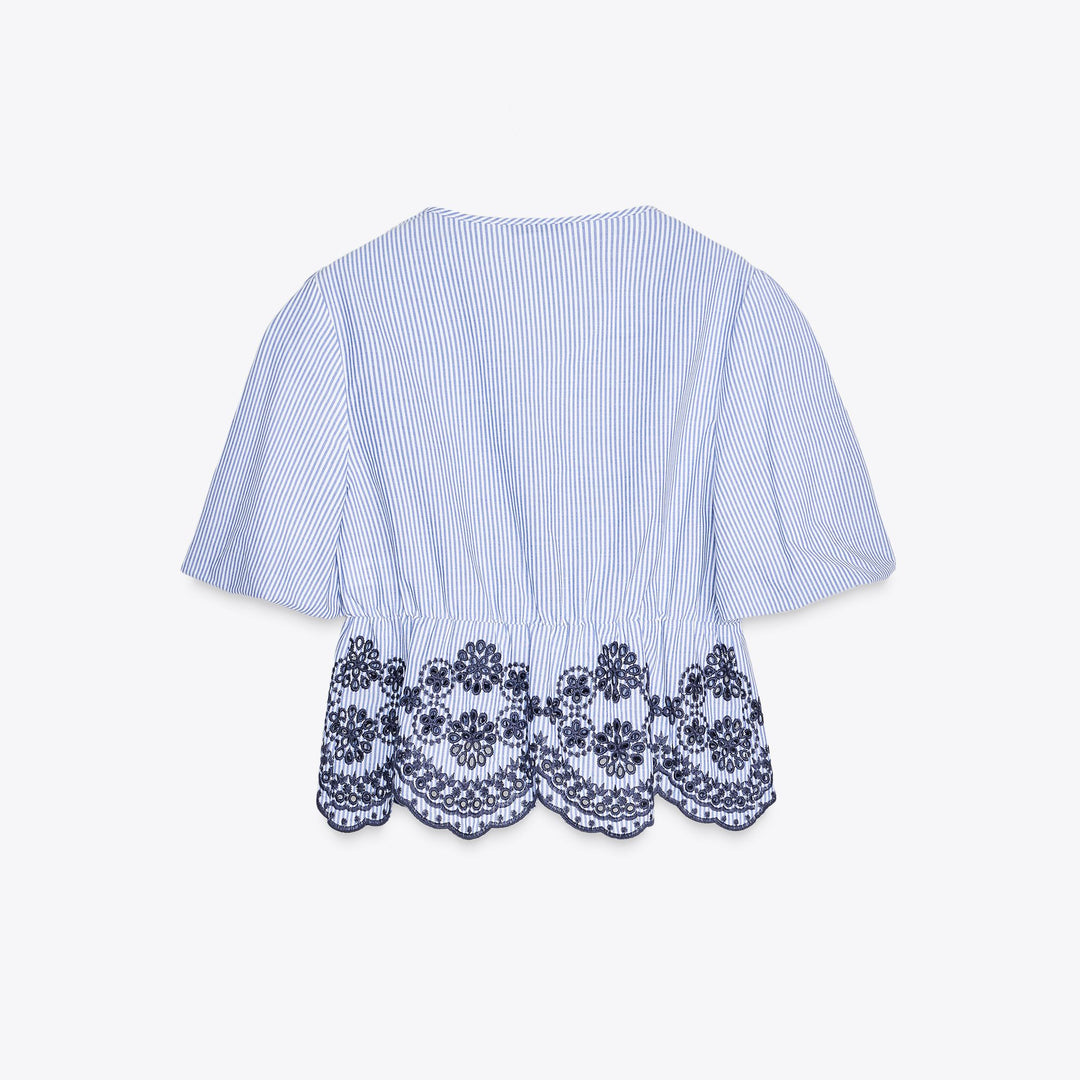 Moudda ZARA - Body - Manches Bouffantes, Nœuds & Broderie Suisse - Tunisie 2