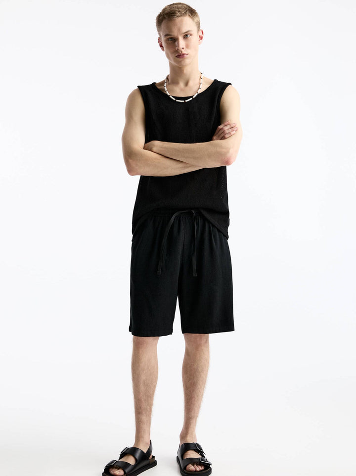 Moudda PULL & BEAR - Bermuda Trunk Baggy Lin Basique - Tunisie 4