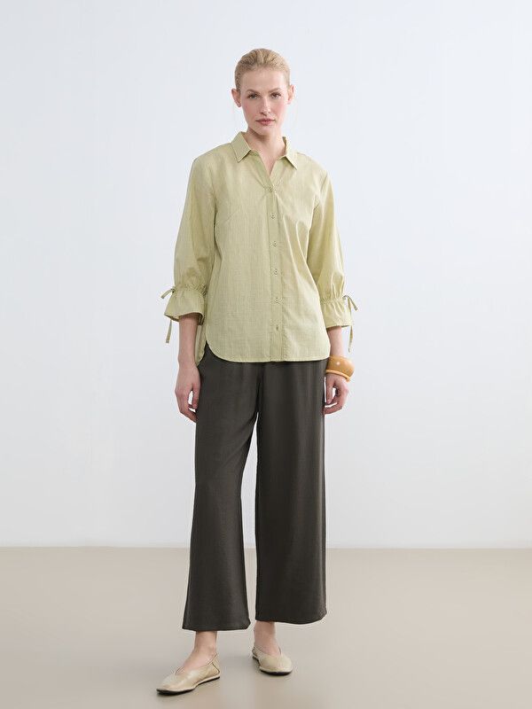 Moudda LC Waikiki - Chemise manches longues en tissu pour Femme couleur Vert kaki clair - Tunisie 2