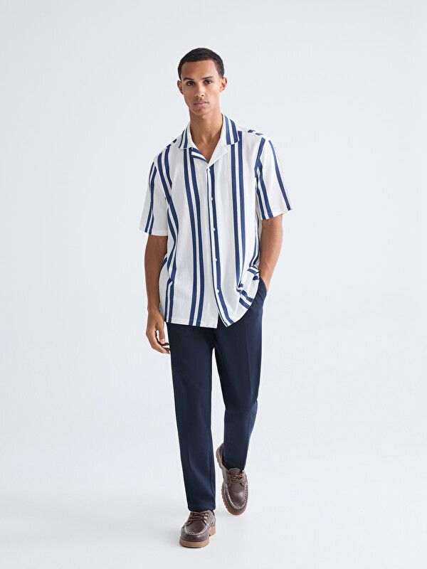 Moudda LC Waikiki - Chemise manches courtes en tissu pour Homme couleur Bleu rayé - Tunisie 2
