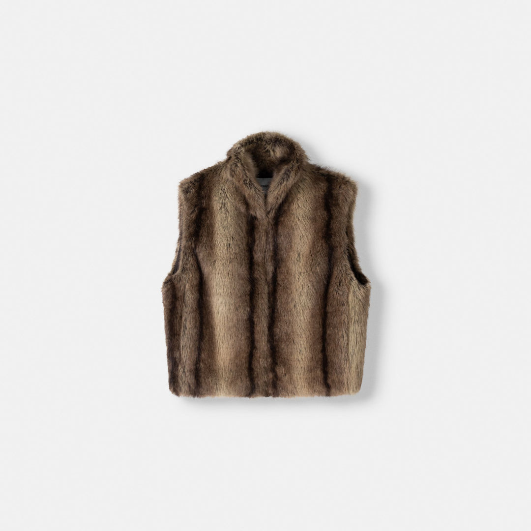 Moudda BERSHKA - Gilet en Fausse Fourrure Marron - Tunisie 1