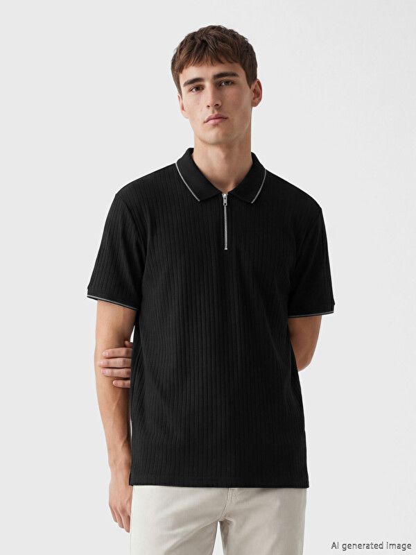 Moudda LC Waikiki - T-shirt manches courtes en jersey pour Homme couleur Noir - Tunisie 1