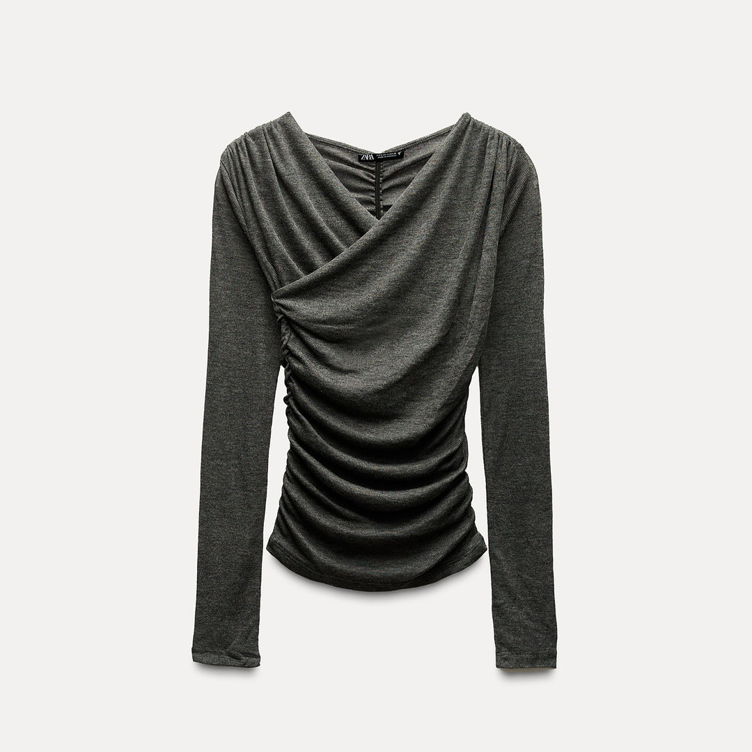 Moudda ZARA - T-shirt croisé froncé, matière douce - Tunisie 2