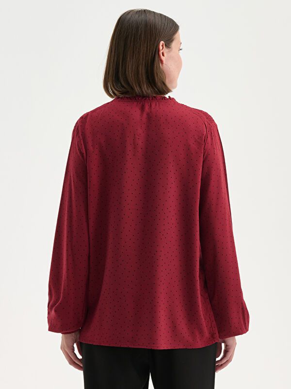 Moudda LC Waikiki - Blouse tissée imprimée manches longues Femme Dark bordeaux pr - Tunisie 4