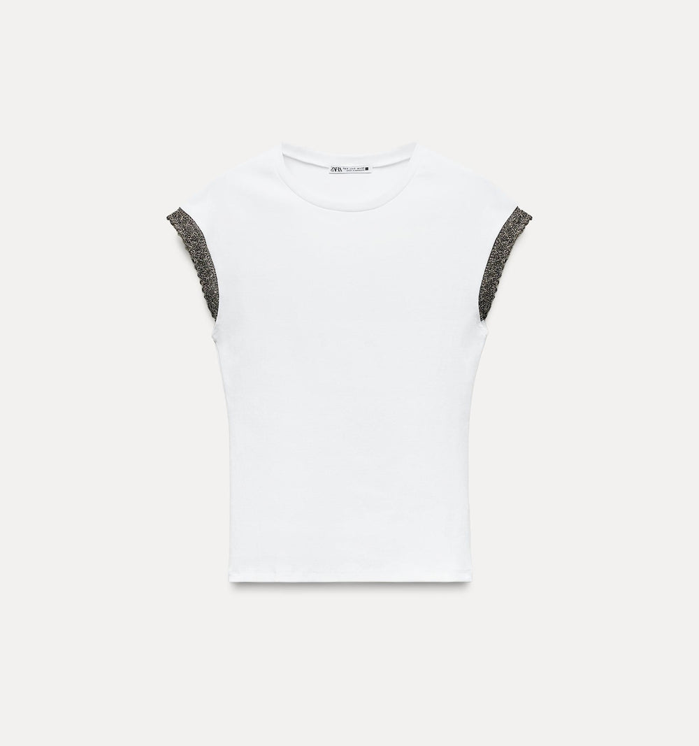 Moudda ZARA - T-shirt tombant avec lurex, en coton extensible - Tunisie 2