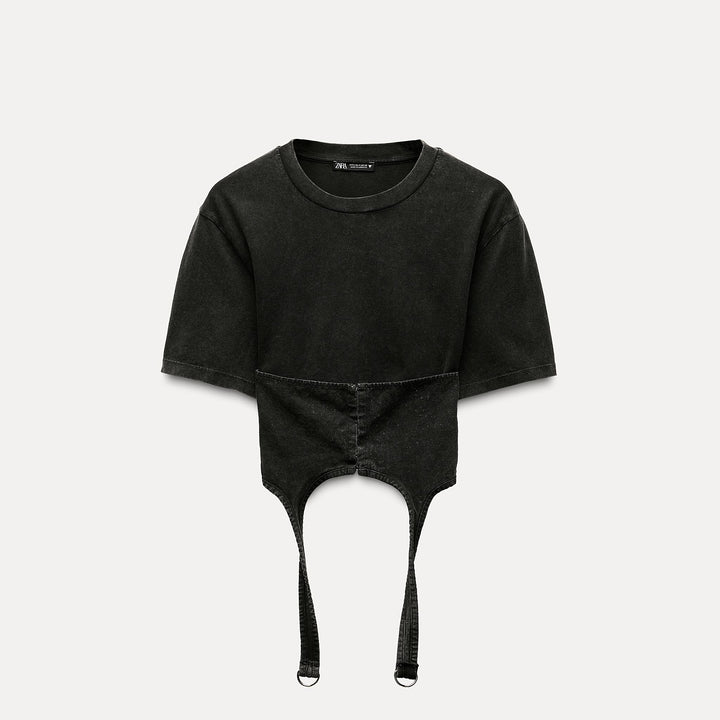 Moudda ZARA - T-shirt combiné lavé, détail corset - Tunisie 1
