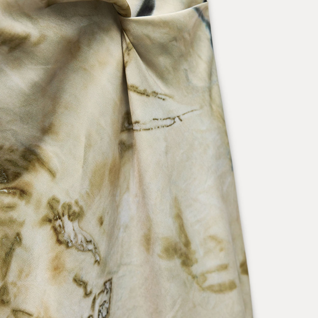 Moudda ZARA - Robe mi-longue en satin imprimée, manches tombantes, froncée - Tunisie 3