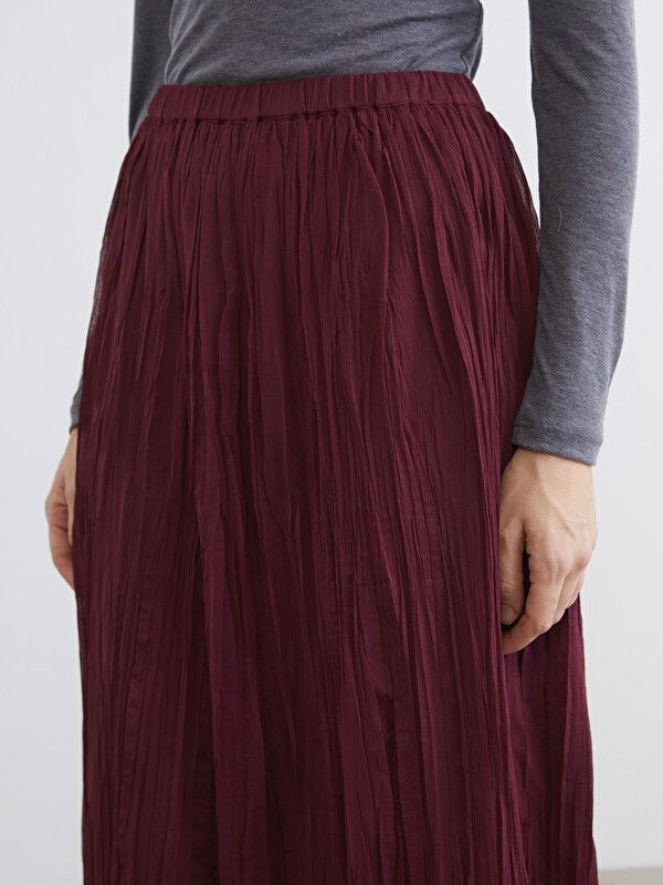 Moudda LC Waikiki - Jupe en tissu pour Femme couleur Bordeaux - Tunisie 3