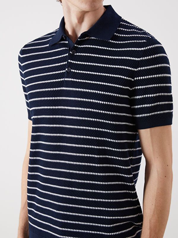 Moudda LC Waikiki - Pull tricot manches courtes Homme Rayures marine - Tunisie 3