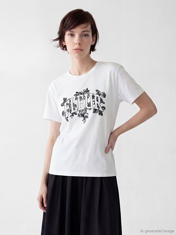 Moudda LC Waikiki - Body imprimé manches courtes en jersey pour Femme couleur Blanc - Tunisie 1