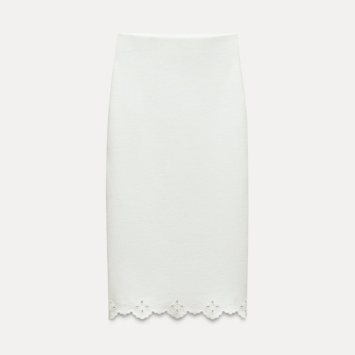 Moudda ZARA - Jupe Midi Maille Stretch Ourlet Brodé - Tunisie 1