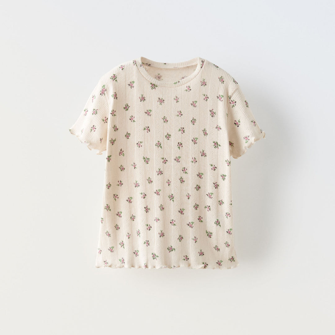 Moudda ZARA - T-shirt enfant en pointelle, mini-fleurs bohème - Tunisie 1