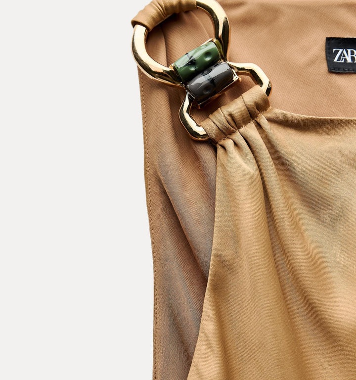 Moudda ZARA - Robe mi-longue en satin asymétrique, détails métalliques - Tunisie 1