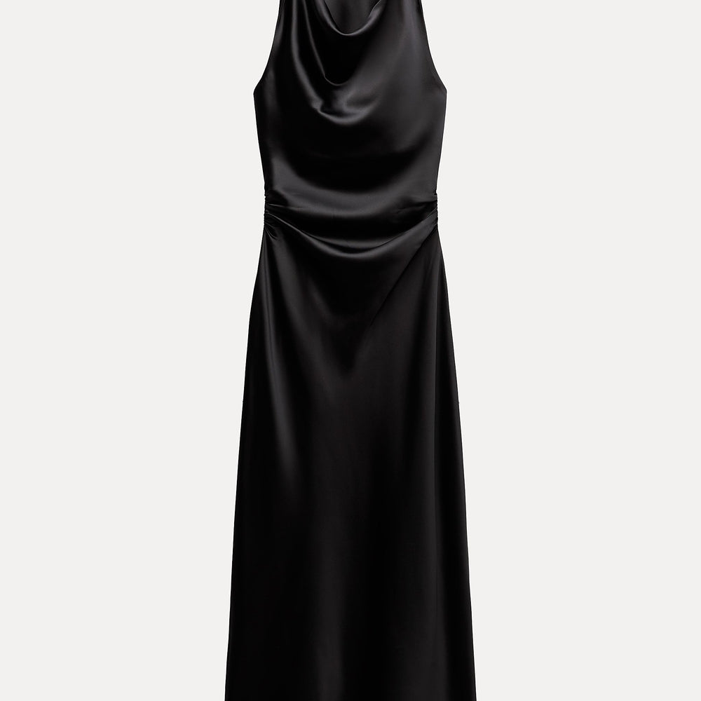Moudda ZARA - Robe mi-longue en satin décolleté torsadé - Tunisie 2