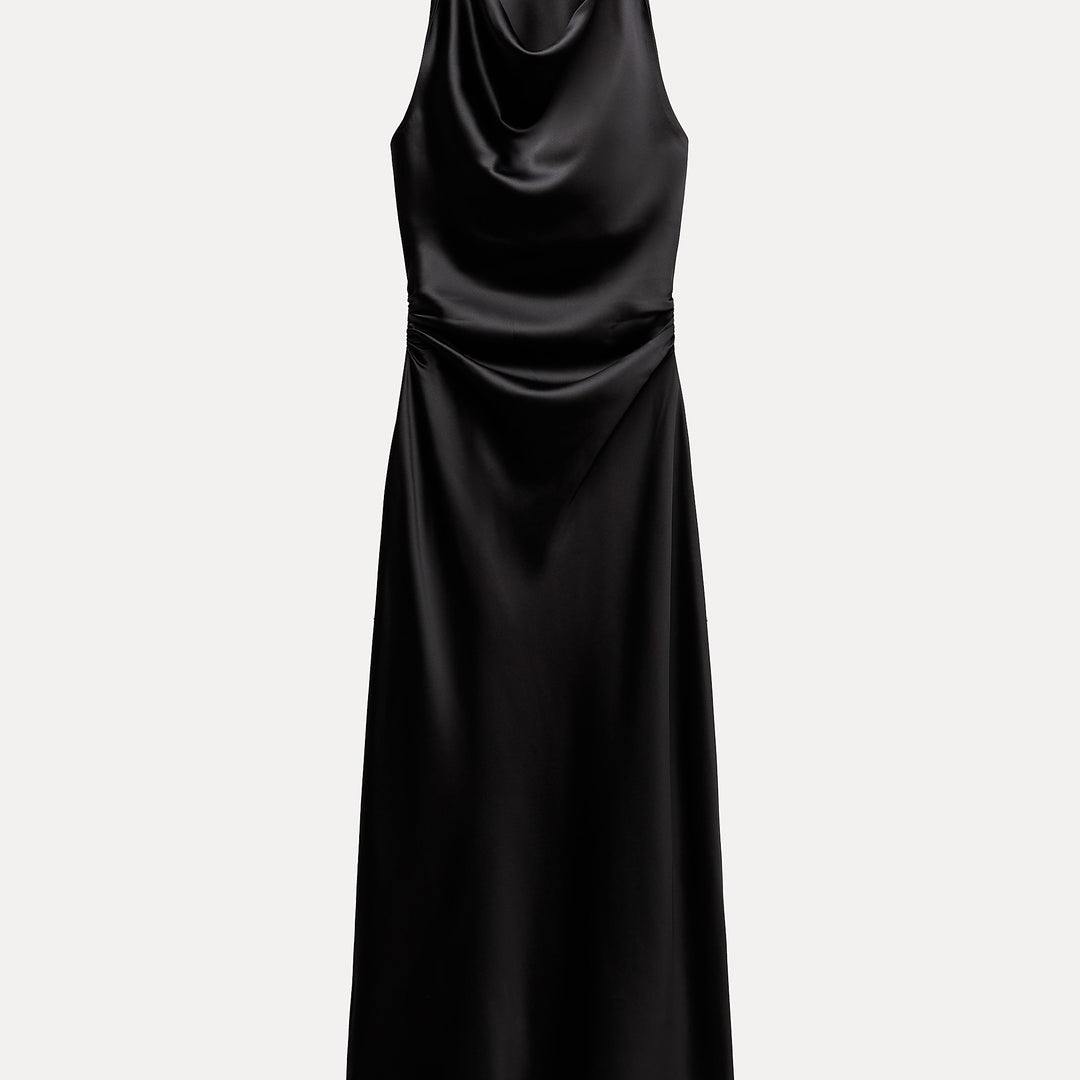 Moudda ZARA - Robe mi-longue en satin décolleté torsadé - Tunisie 2