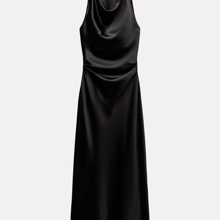 Moudda ZARA - Robe mi-longue en satin décolleté torsadé - Tunisie 2