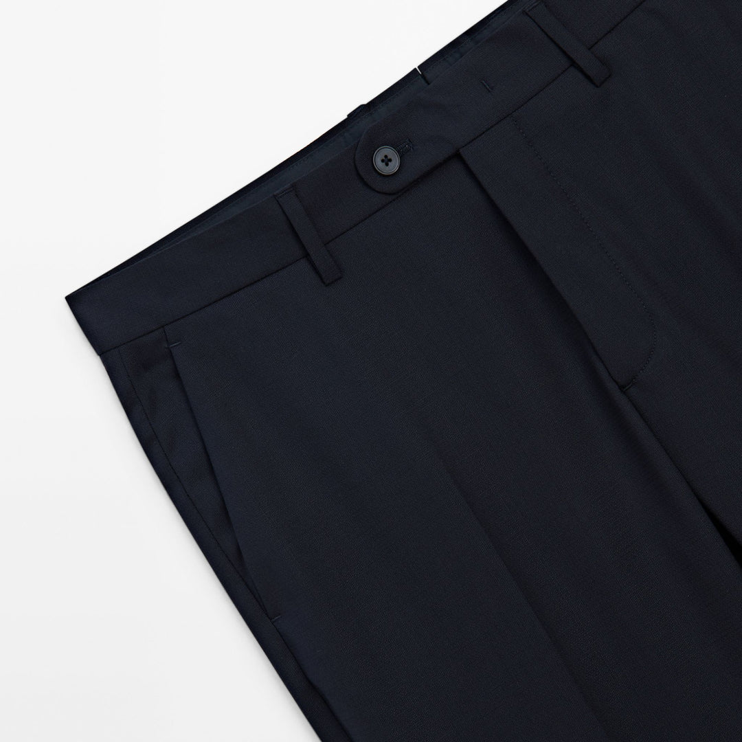 Moudda Massimo Dutti - Pantalon costume new faux uni bleu marine - Tunisie 5