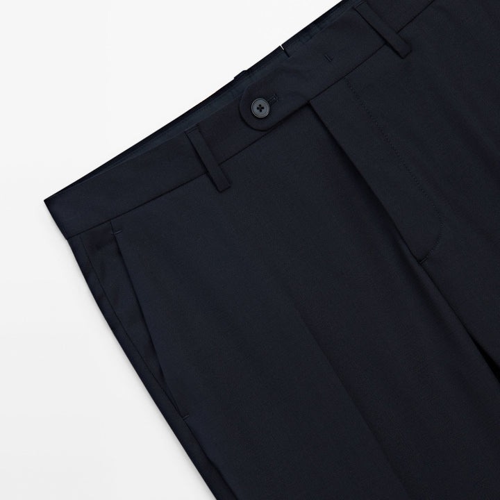 Moudda Massimo Dutti - Pantalon costume new faux uni bleu marine - Tunisie 5