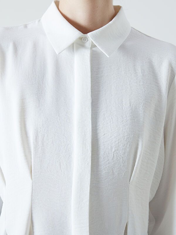 Moudda LC Waikiki - Chemise tissée manches longues Femme Buxe blanc - Tunisie 3