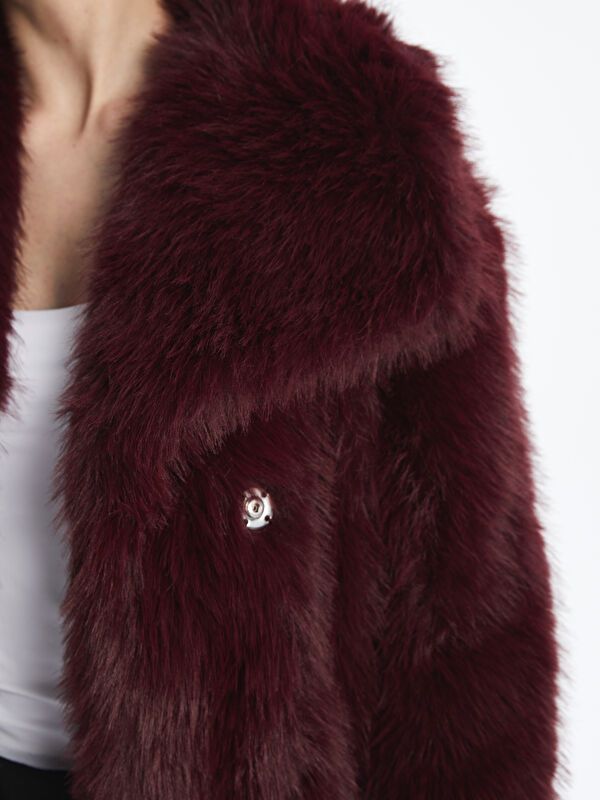 Moudda LC Waikiki - Manteau effet laine Femme Bordeaux - Tunisie 3