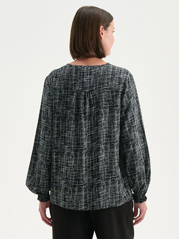 Moudda LC Waikiki - Blouse tissée imprimée manches longues Femme Imprimé en noir - Tunisie 4